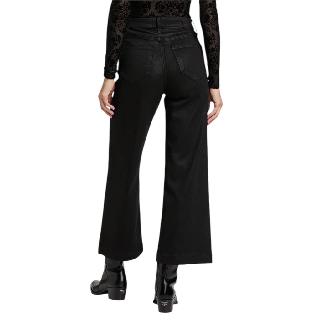 PAIGE Anessa High-Rise Wide-Leg Ankle Jeans Pants Cropped Black Fog Luxe Size 31 - Picture 2 of 11